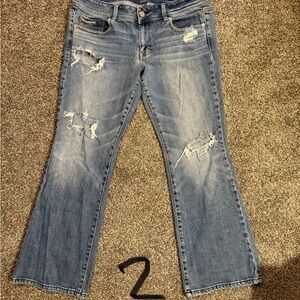 American Eagle Outfitters Light Blue Distressed Boot Cut Jeans